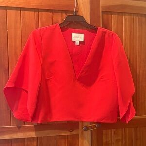 Mare Vibrant Red V-Neck Blouse from Anthropologie